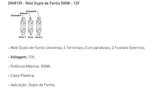 Imagem 3 de 3 de Relê Auxiliar Duplo 500 W Para Farol Do Gol Parati Saveiro