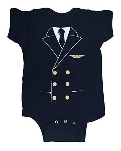 Body Para Bebé De The Pilot Uniform, Azul Marino (12 Meses)