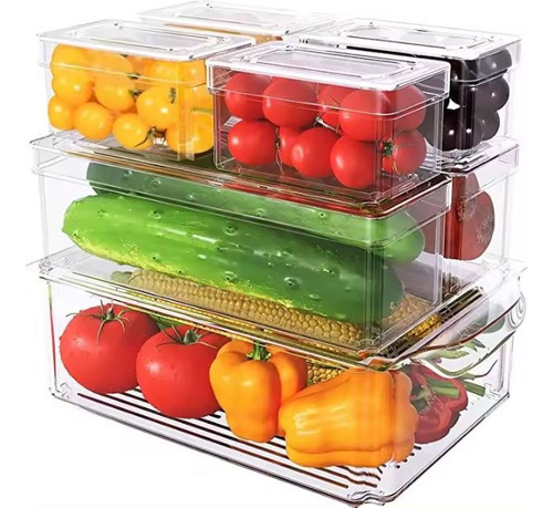 Organizador De Nevera Cocina Set 7 Contenedores Con Tapa