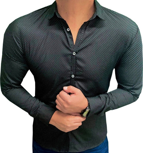 Camisa Vestir Casual Manga Larga Caballero Slim Fit Hombre