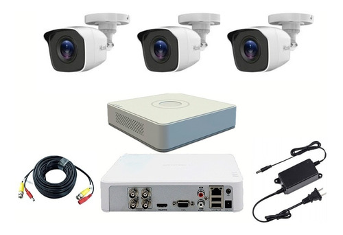 Kit 3 Cámaras Hilook Full Hd + Dvr 4ch Hikvision Hd Completo