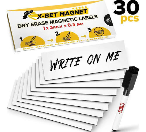 Etiquetas Magnéticas Reutilizables 30 Pack + Marcador Imán