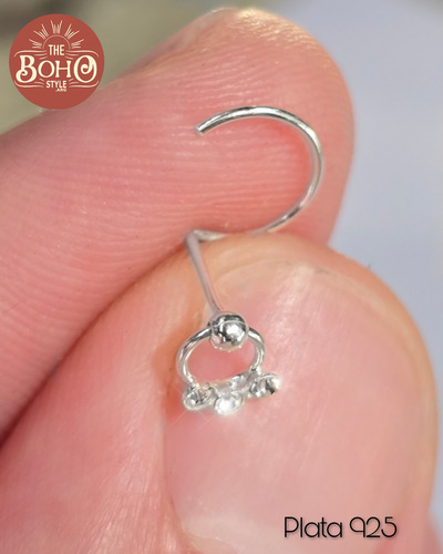 Piercing Nostril (nariz) Plata925 Cubic Colgante Movil Plateado