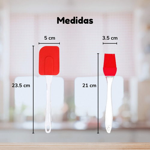 Duo Espatula Miserable Brocha Silicona Cocina Repostería Color Rosa