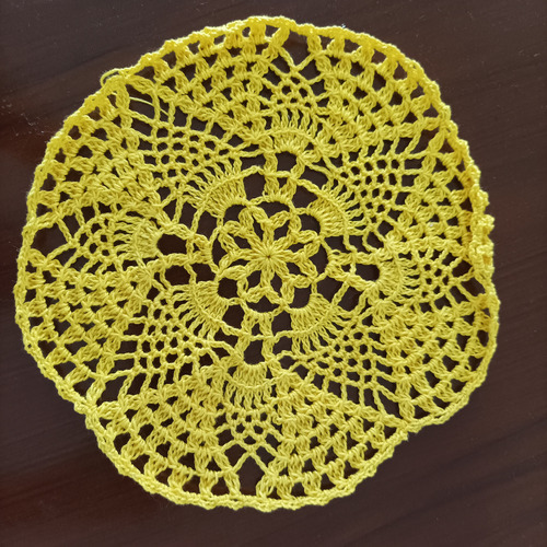 Paño Tejido Crochet Redondo Amarillo 19 Cm
