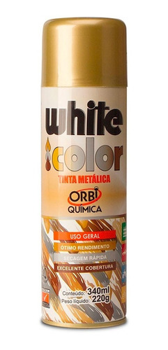 6 Unidades Tinta Spray Uso Geral Ouro White Color 340ml
