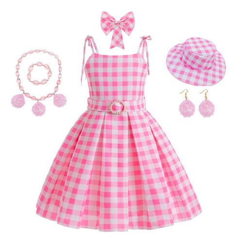 2 Vestido De Princesa Barbie, Vestido Halter A Cuadros,