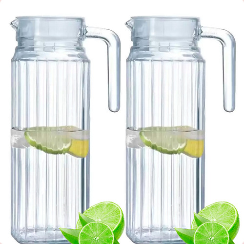 Jarra De Vidro Com Tampa Suco Água 1 Litro 2 Unidades Cor Transparente