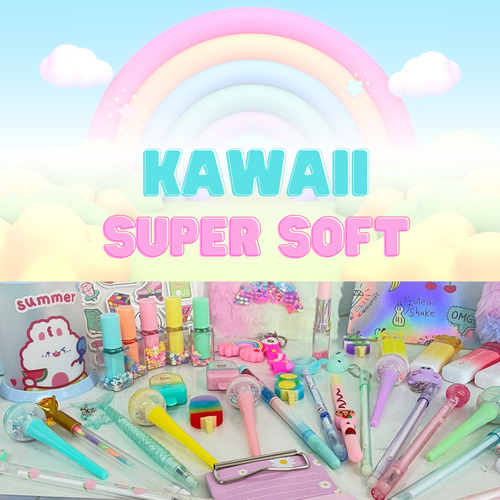 Kit Papelaria Kawaii 15 Itens Fofos Com Caderno Inteligente
