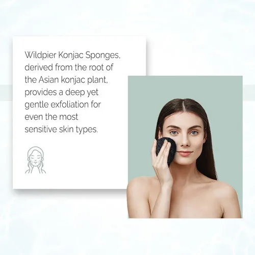 Wildpier Beauty - Esponja Konjac De Carbn De Bamb, Exfoliant