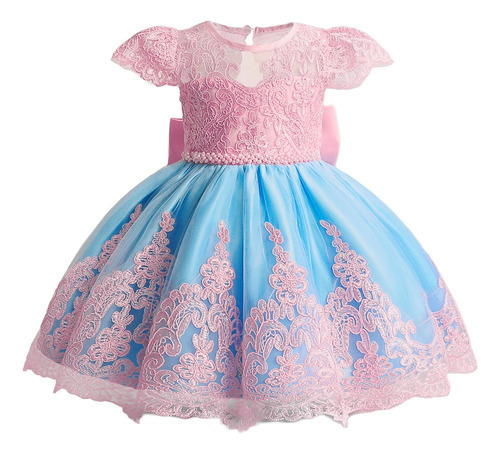 Vestido De Fiesta Con Tutú Con Lazo Para Niña, Ba