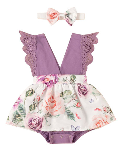 Vestido Moderno Para Niñas Con Cuello En V, Lindas Flores, M