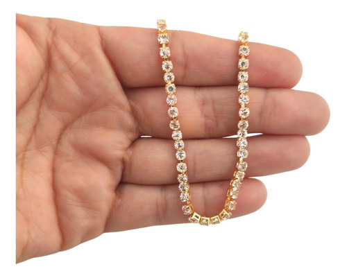 Kit 3 Colar Choker Fita Laminada Malha Cravejado Tendência Cor Dourado