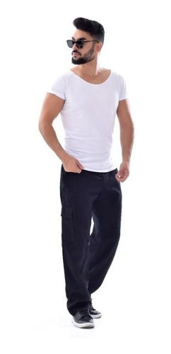 Calça Skatista Cargo Sarja Brim Street Sk8 Pronta Entrega