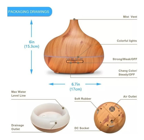 Humidificador 500ml Aromaterapia Aire Difusor In Purificador
