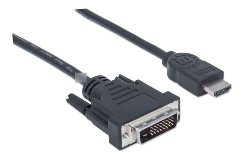 Imagen 3 de 5 de Cable Video Manhattan Hdmi A Dvi-d M-m 1.8m 372503 Dual Link