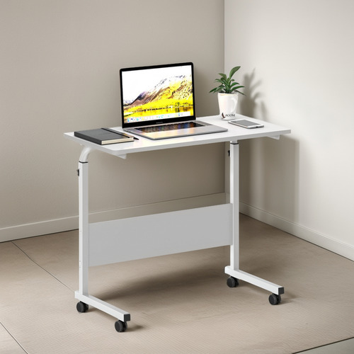 Escritorios Mesitas Ajustable Auxiliar 80x40x85cm Con Ruedas Color Blanco