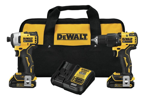 Kit Ferramentas com Bolsa de Transporte Dewalt, Modelo DCK279D2, Contém Furadeira e Parafusadeira de Impacto 13mm e Parafusadeira de Impacto Atomic 6,3mm, 2 Baterias e Carregador, Bivolt