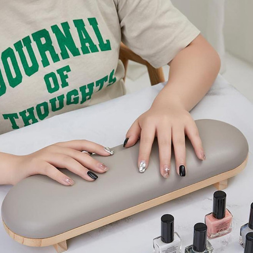 Cojín Manicura Para Uñas Reposabrazos Madera Soporte De Mano