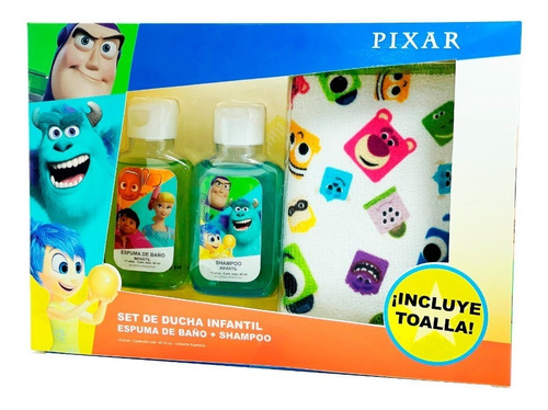 Set De Baño Infantil Pixar Shampoo Espuma Y Toalla 46415