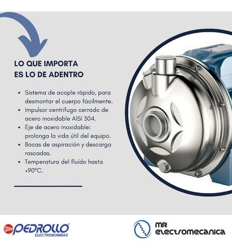 Bomba Cervecera Pedrollo Inoxidable 3/4 Hp Cp 132 St4