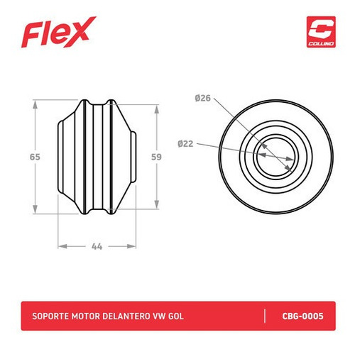 Imagen 2 de 5 de Soporte Motor Flex Vw Gol Elastom Buje Del Faster Full