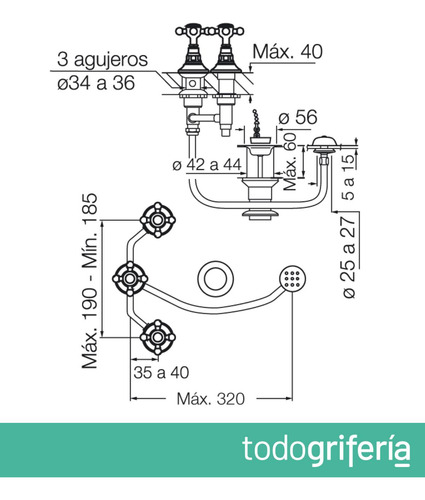 Griferia Bidet Fv Vermont 0295/83 Color Cromo Cruz