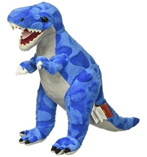 Tiranosaurio Rex De Peluche De Felpa Color Azul Gris Tela
