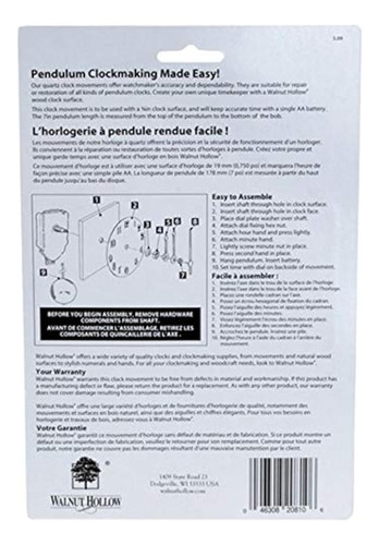 Nuez Hueco Reloj De Péndulo Con Movimiento Para Superficies 