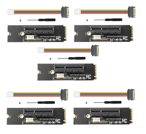 Juego De 5 Tarjetas Ngff M.2 A Pci-e 4x Riser Card M2 Key M