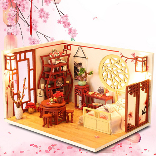 Kits De Bricolaje De Casa De Muñecas En Miniatura De Madera