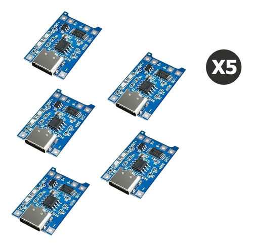 Módulo Tp4056 Cargador Batería 18650 Tipo C Usb 5 Unidades