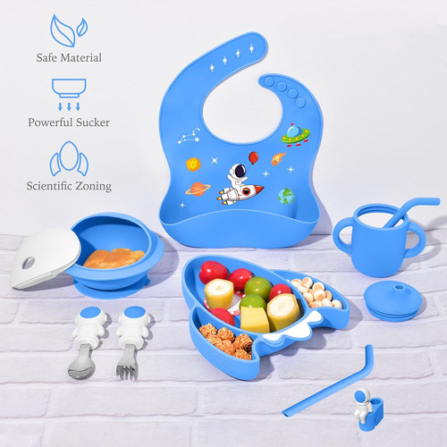 Juego De Alimentación Para Bebé De Silicona De 7 Piezas, Tem