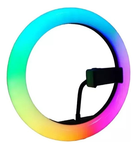 Aro De Luz Profesional Led Fotografía 26 Cm Rgb Multicolor Estructura Negro