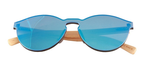 Lentes De Sol  Madera Bamboo Azul Palmtree Uv400