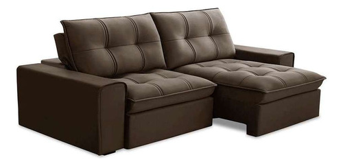 Sofá 3 Lugares Retrátil E Reclinável Argos Veludo Marrom