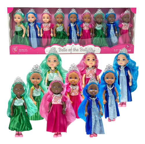 Princesas Métricas Set De 9 Muñecas Pequeñas De 14 Cm Con