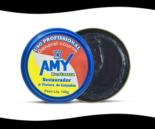 Graxa Para Sapato Preto Restaurador Profissional Amy 140g