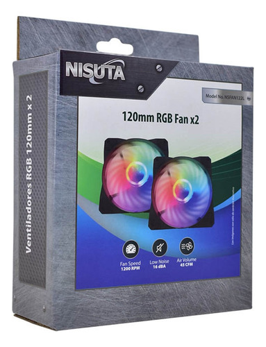Kit 2 Cooler Fan Led Rgb 120mm Conector Molex 4 Pines Nisuta