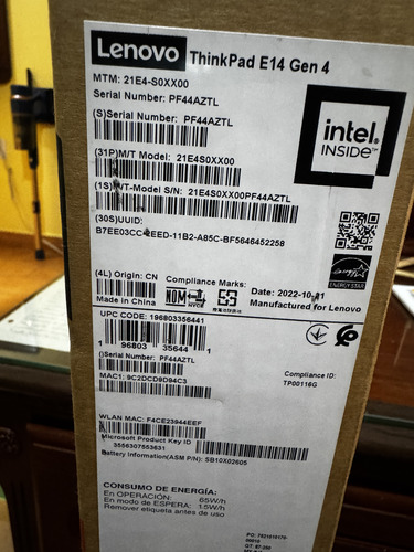Computadora Lenovo Thinkpad E14 Gen4 16 Ram 256gb Disco Negro (Usado)