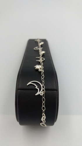 Imagen 4 de 8 de Pulsera De Plata Fina 925 Dama Lunas Y Estrellas Mujer