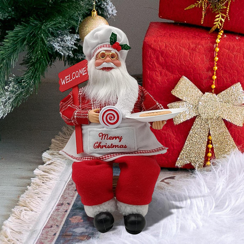 Figura De Papá Noel Sentado, Adorno Coleccionable,