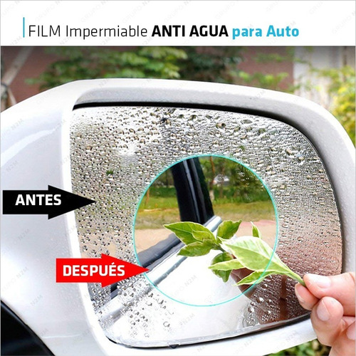 Imagen 5 de 10 de Film Impermeable Espejo Auto Retrovisor Anti Agua Niebla Par