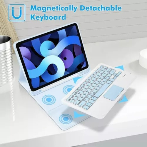 B Funda C/teclado Mouse Lápiz Para Galaxy Tab A8 10.5 Azul
