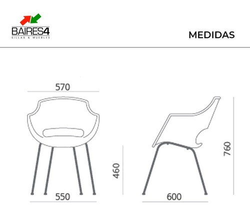 Imagen 3 de 4 de Silla De Diseño Frida Cromada Colors