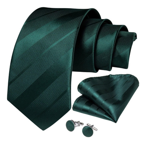 Set Corbata Hombres, Paño Y Colleras. Emerald. Envío Gratis