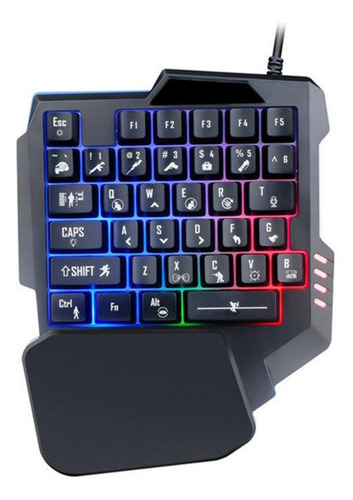 Teclado Gamer Una Mano Mecanico Luces Rgb