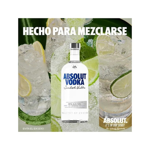 Imagen 2 de 8 de Vodka Absolut Regular Azul 750 Ml