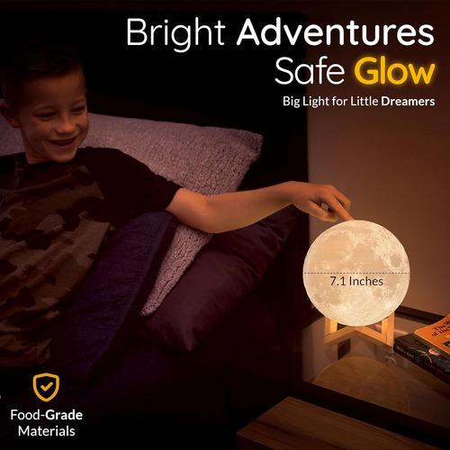 Lámpara De Luna 3d Luz Nocturna Dormitorio De Niños, ...