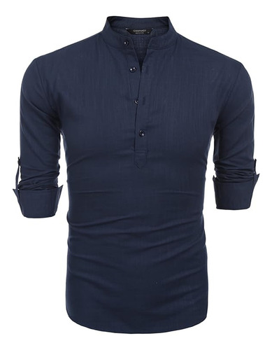 Camisa Casual Comfort Mangas Largas De Lino Para Hombre